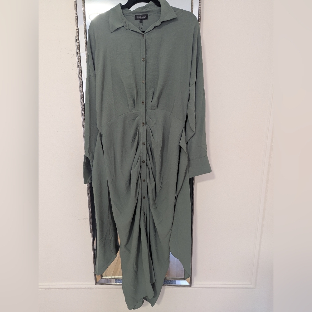 Japparel Green Button-Down Maxi Dress
